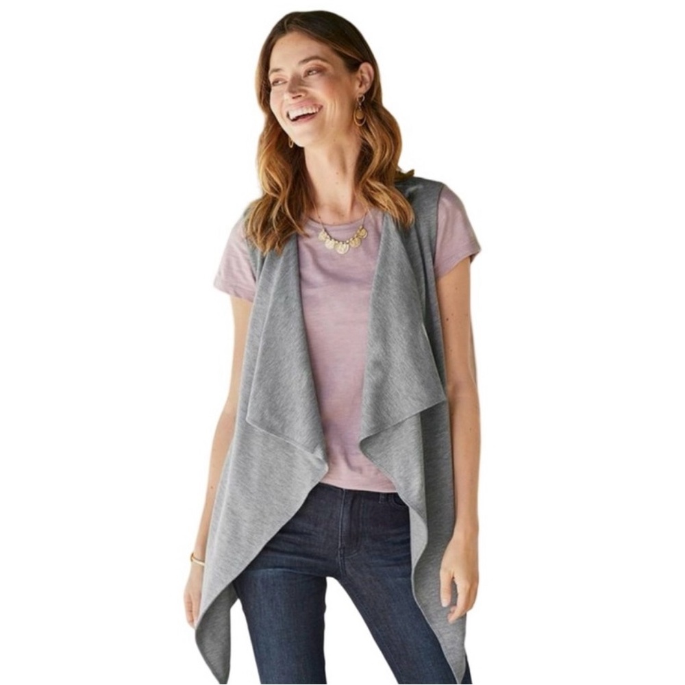 Matilda Jane Charcoal Gray Drape Vest Women Small Open Front Soft Layering Piece